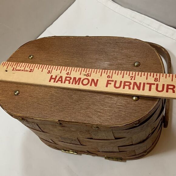 Vintage box purse with coin & tree wood top - Picture 7 of 9